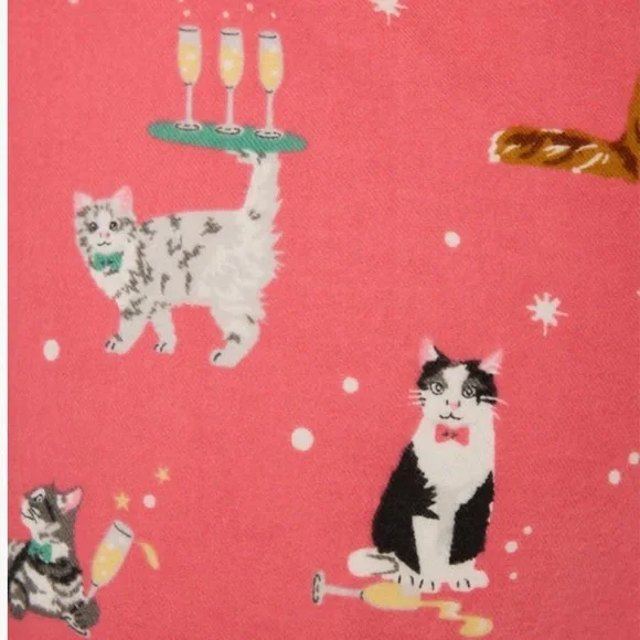 NWT PJ Salvage🥂😸”Let's Get Fizzical”😸🥂Cat Print Flannel Pants Sm - Picture 5 of 5